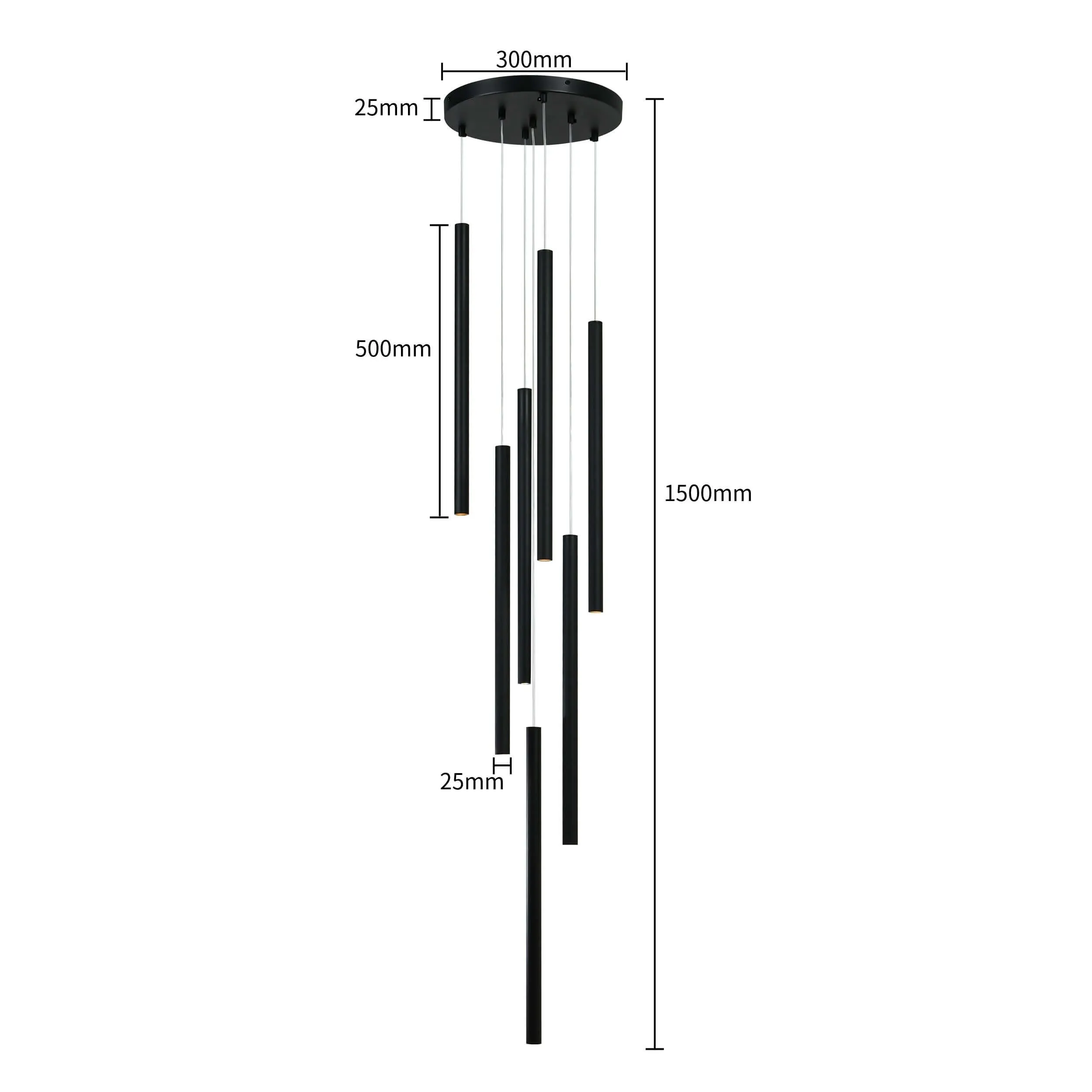 Lampa wisząca Lungo 7 czarna 7xG9 - obrazek 13