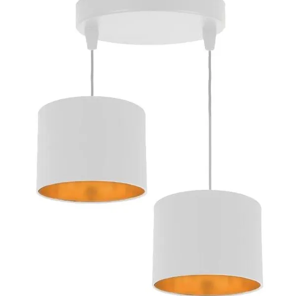 Atlanta lampa wisząca biały talerz 2x40w e27 abażur biały