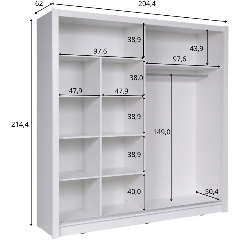 Szafa przesuwna z lustrem 204 BAKI 12 dąb sonoma - obrazek 4