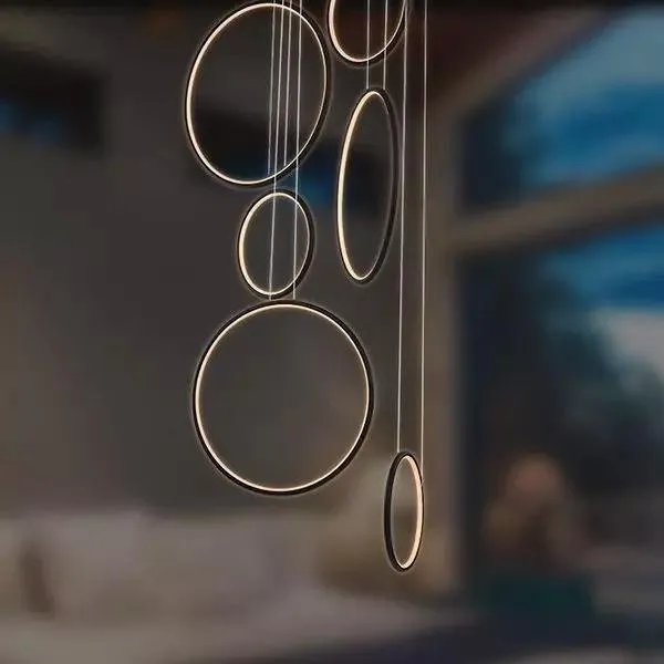 Lampa wisząca Ledowe Okręgi No.8 czarny 90cm 4k - obrazek 2