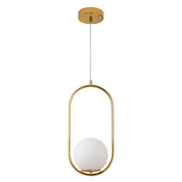 Lampa wisząca COSTA SOLO 40 cm - złoty stelaż, biały klosz
