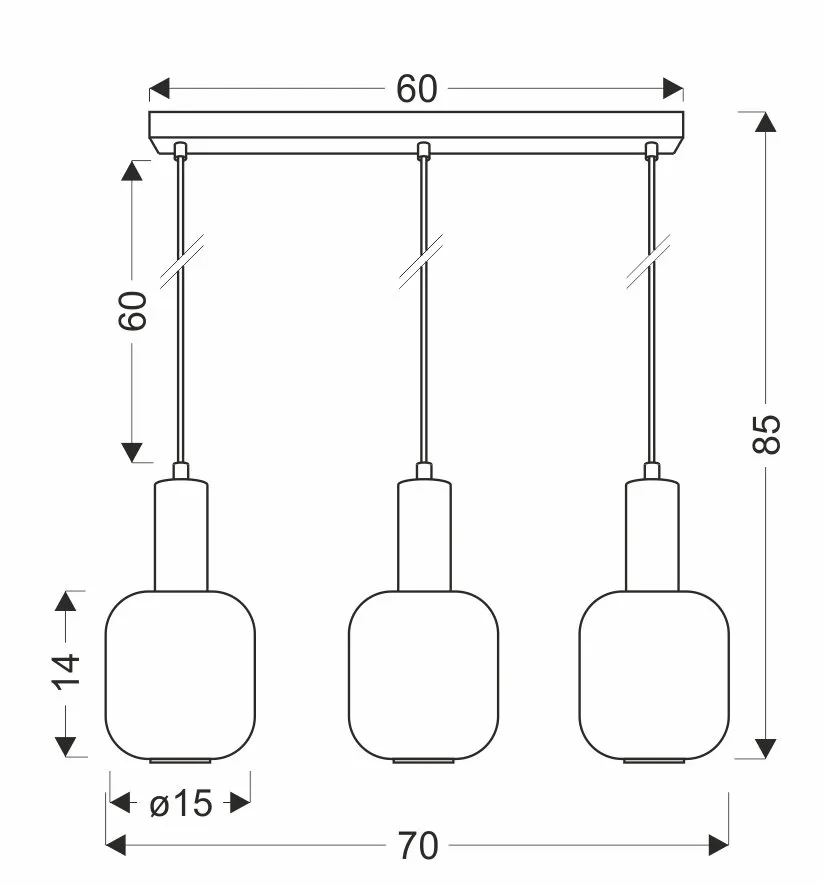LINOX lampa wisząca talerz czarny 3x40 E27 klosz bursztynowy - obrazek 2