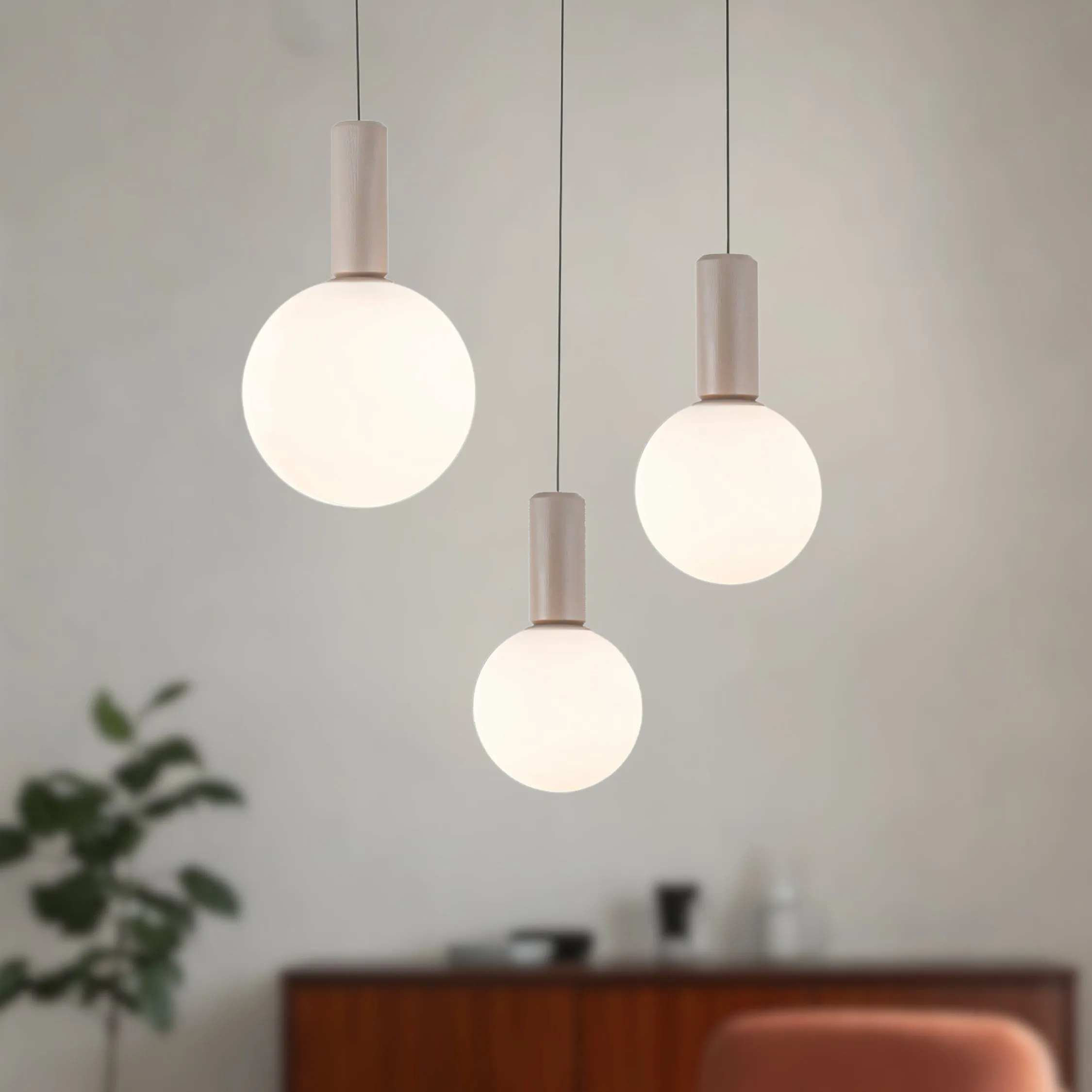 TESTA lampa wisząca talerz beżowa 3x10W G9 klosz biały - obrazek 2