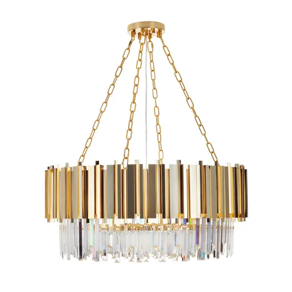 Lampa wisząca REA  80 cm - żyrandol złoty z kryształami