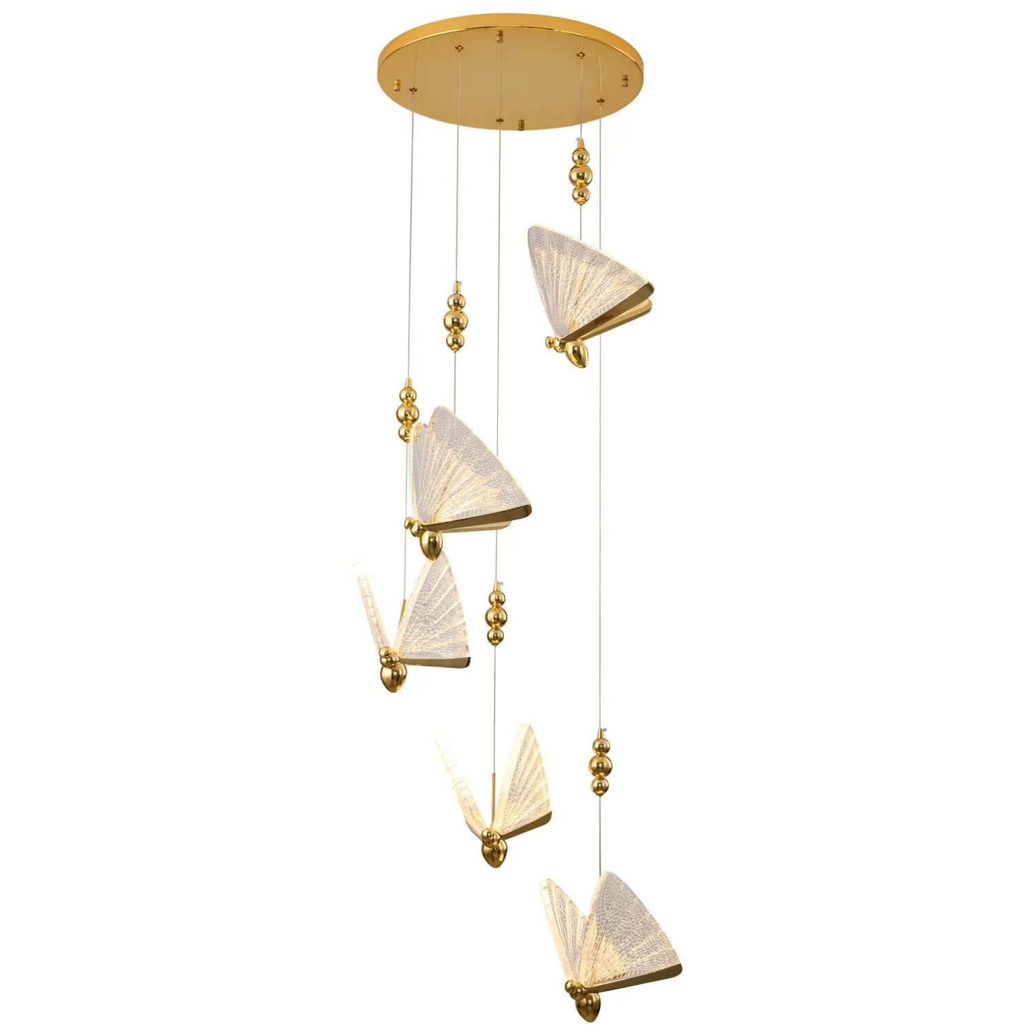 Lampa wisząca BEE LAMP 5, 45 cm- LED, złota, w kształcie motyla