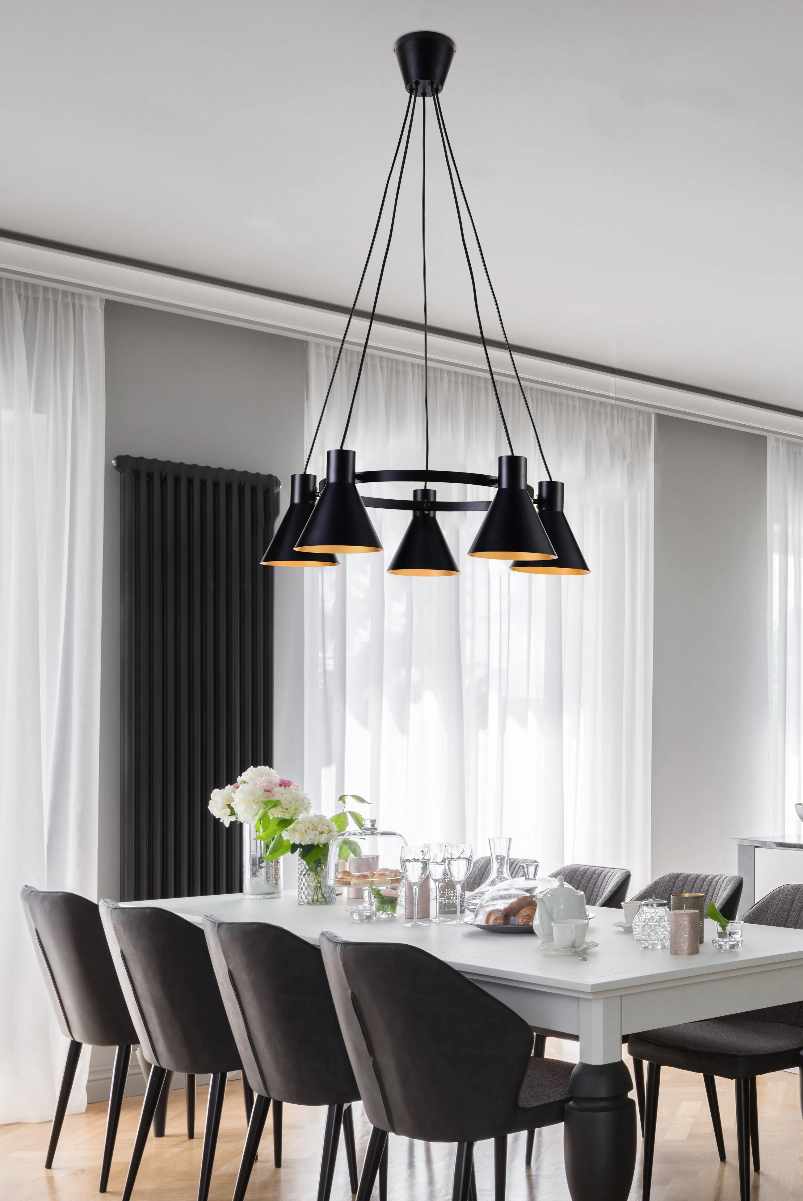 MORE LAMPA WISZĄCA 5X40W E27 CZARNY MATOWY - obrazek 5