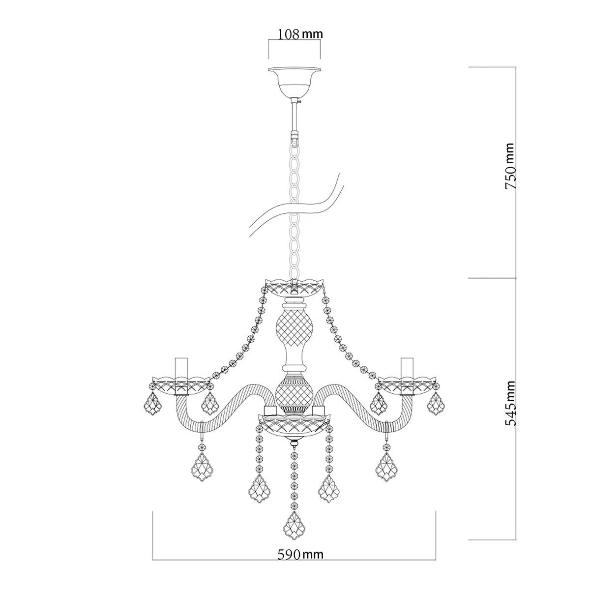 Lampa wisząca Cristallo srebrna 5xE14 - obrazek 8
