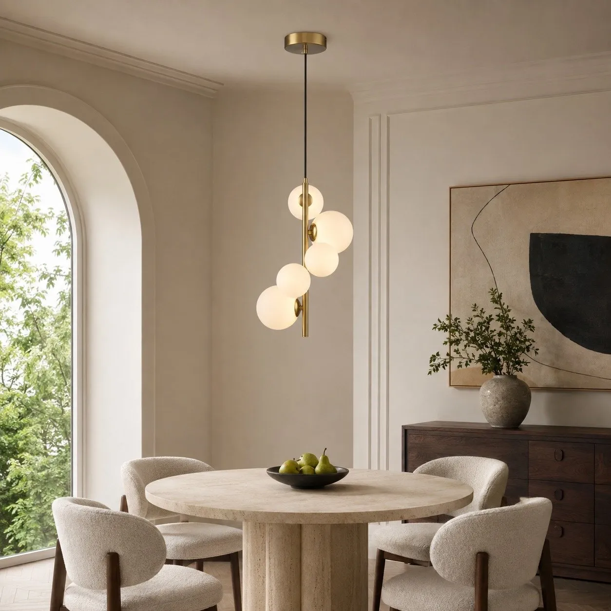Lampa wisząca MOLECULA 38cm - biało złota nowoczesna lampa do salonu - obrazek 2