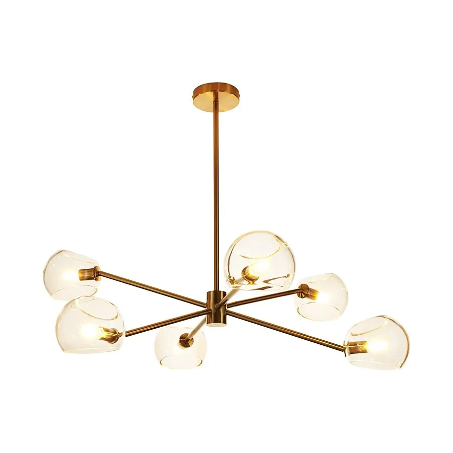Lampa wisząca COSMIC-6 75 cm - złoty stelaż, transparentne klosze - obrazek 5
