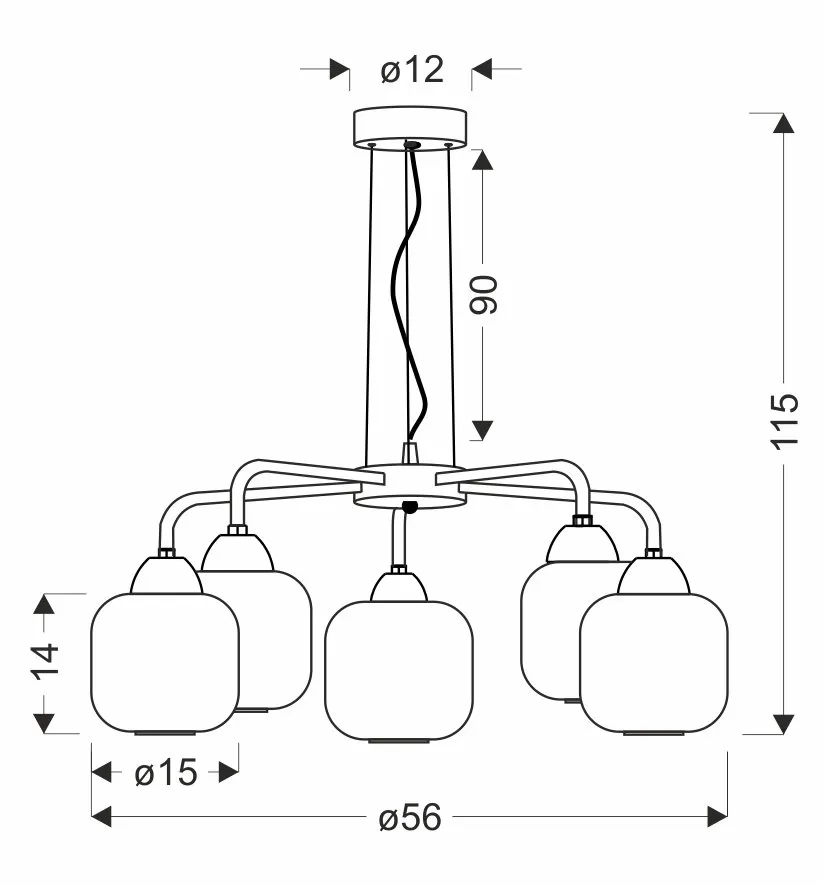 CROMADO lampa wisząca chromowy 5x60W E27 klosz biały - obrazek 2