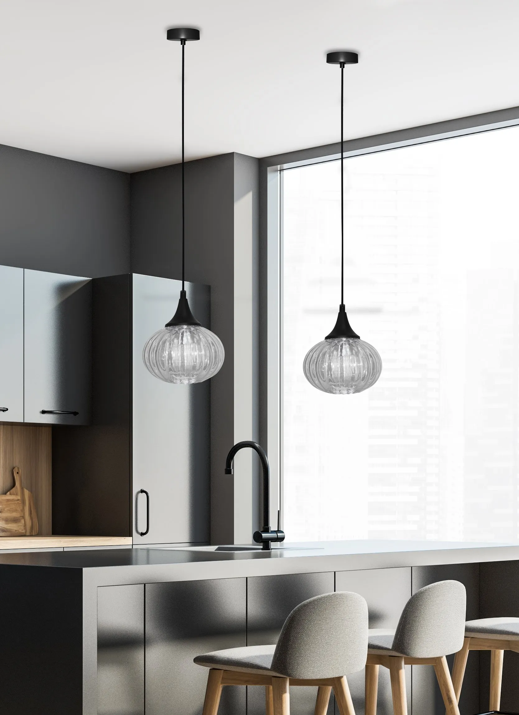 LAMPA WISZĄCA EXETER 145mm 1 CZARNY - obrazek 2