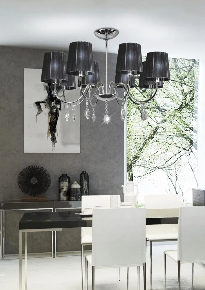 SORENTO LAMPA WISZĄCA 8X40W E14 CHROM ABAŻUR CZARNY - obrazek 3