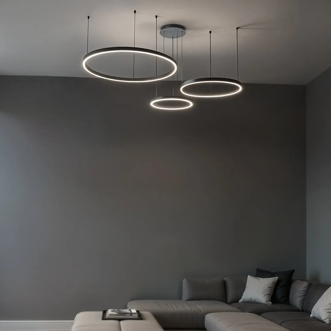 Lampa wisząca okręgi 116W czarna AZ134 MONZA - obrazek 3