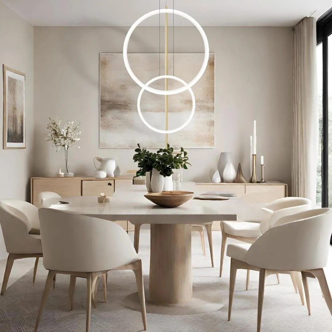 Lampa wisząca Linea No.5 60/40cm białozłota ściemnialna 3k - obrazek 5