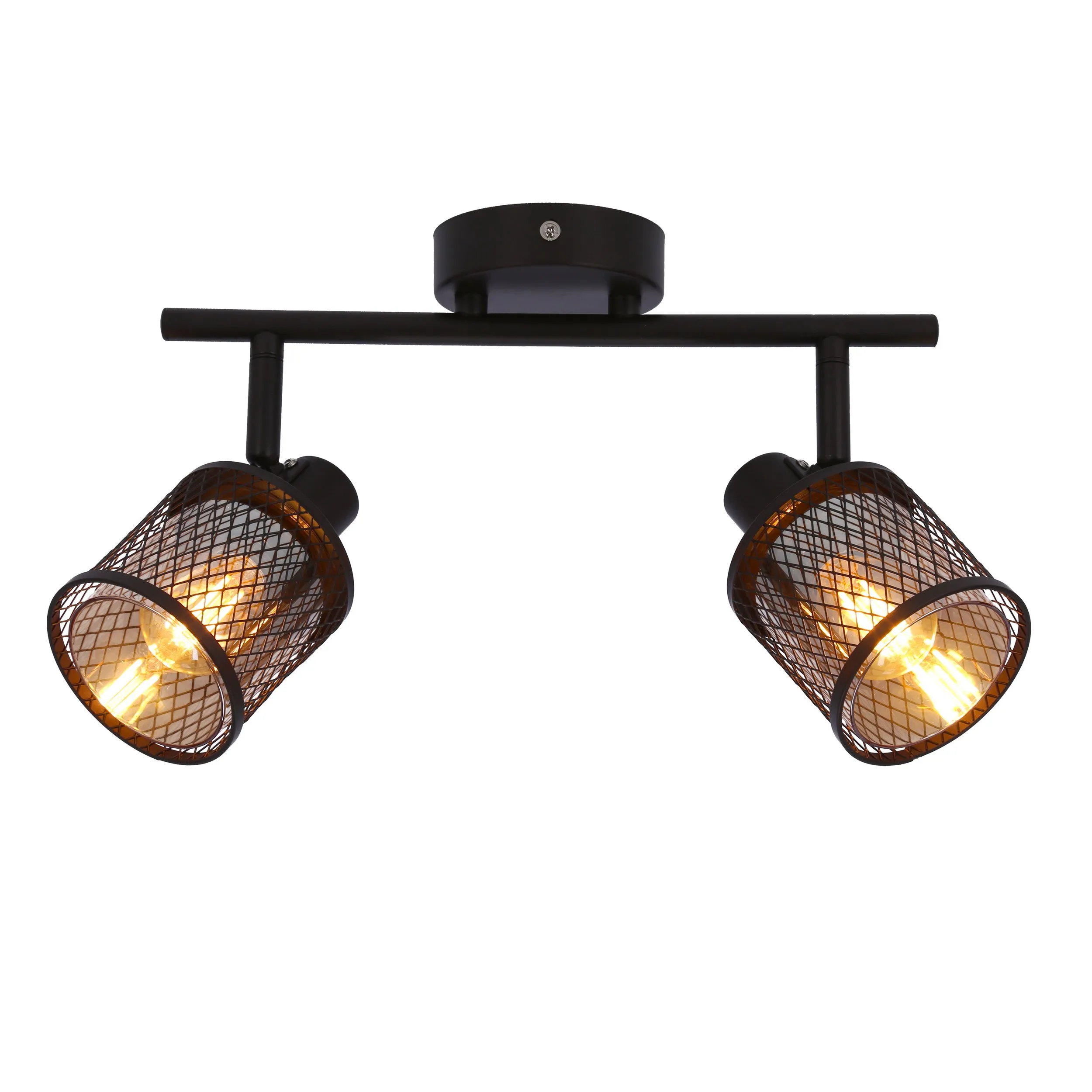 LAMPA SUFITOWA CANABERA KAWOWE ZŁOTO 2X40W E14 KLOSZ BURSZTYNOWY - obrazek 5