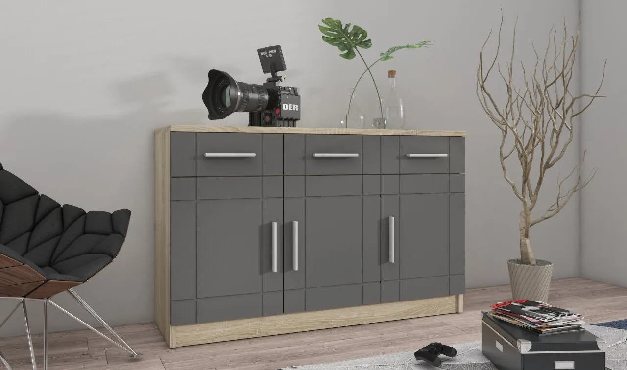 Komoda PARI 3D dąb sonoma / grafit - obrazek 2