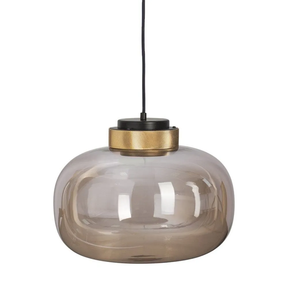 Lampa wisząca BOOM 35 cm - LED, klosz bursztynowy, wykonczenie złote