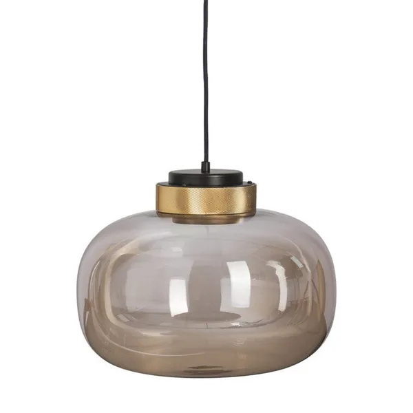 Lampa wisząca BOOM 35 cm - LED, klosz bursztynowy, wykonczenie złote