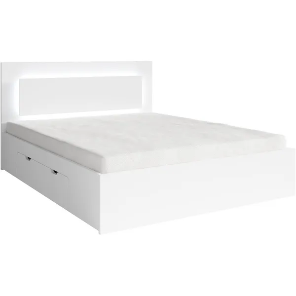 Łóżko LED z szufladami 140x200 NINO 04 biały