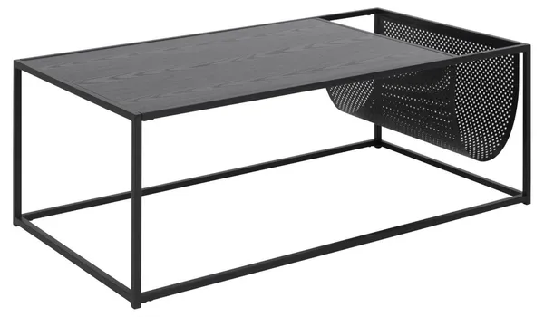 Stolik kawowy Actona Seaford z gazetnikiem metalowy czarny 110x60 cm
