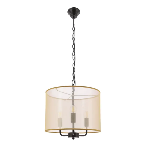 PACIFICA lampa wisząca czarny 3x40W E14 abażur złoty