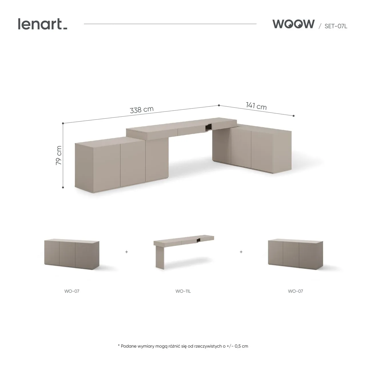 Meble młodzieżowe WOOW SET 07L szampański / clay grey - obrazek 5