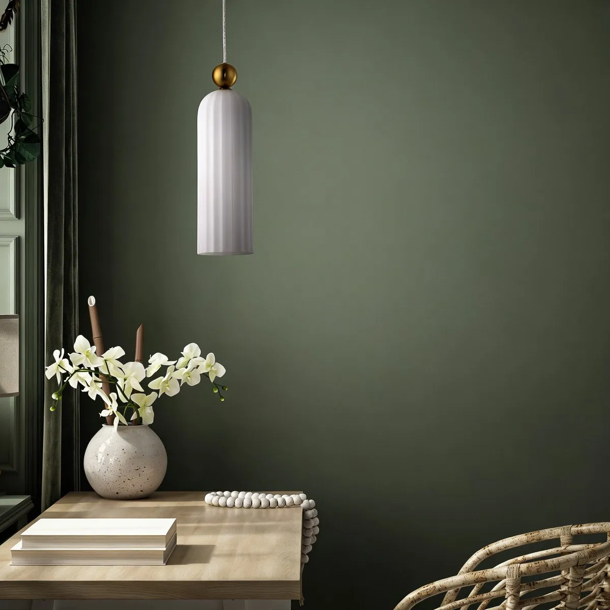 Lampa wisząca Piega 1 biała 1xE14 - obrazek 2