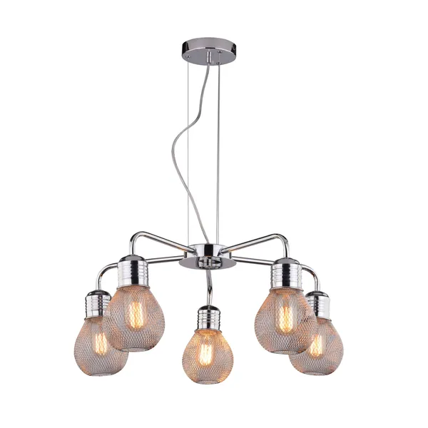 Gliva zwis 5x60W E27 chrom (bez żarówek) klosz do żarówek  a55 (mm)