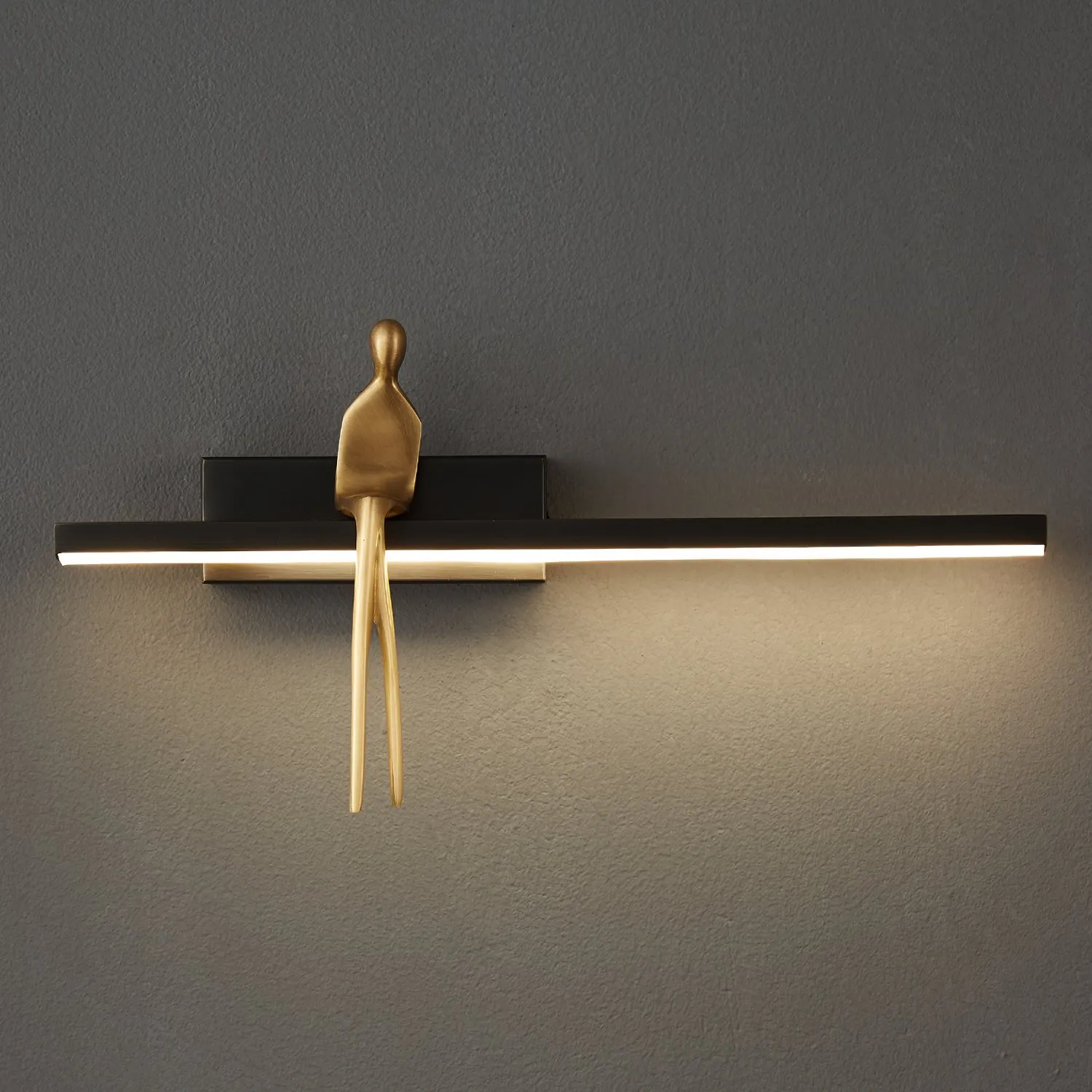 Lampa ścienna AMICI 31 cm LED czarno złota, mosiądz - obrazek 2