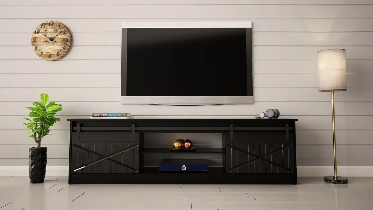 Komoda RTV RANER czarny / czarny połysk - obrazek 3