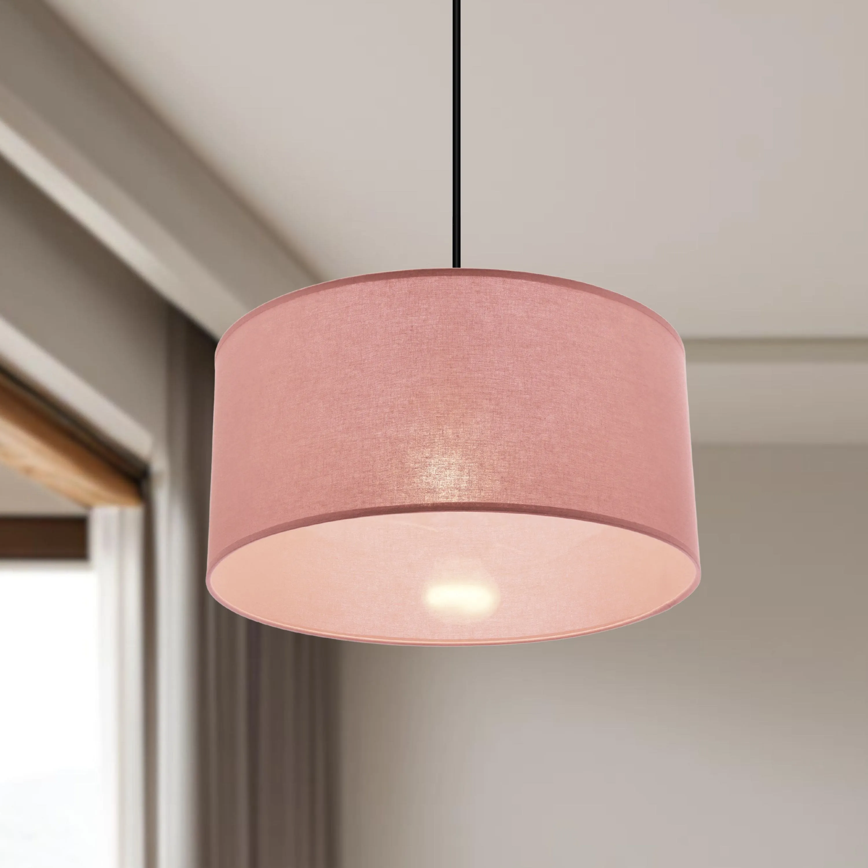 SHANTI lampa wisz¹ca czarny 1x40 E27 aba¿ur jasny wrzosowy - obrazek 2