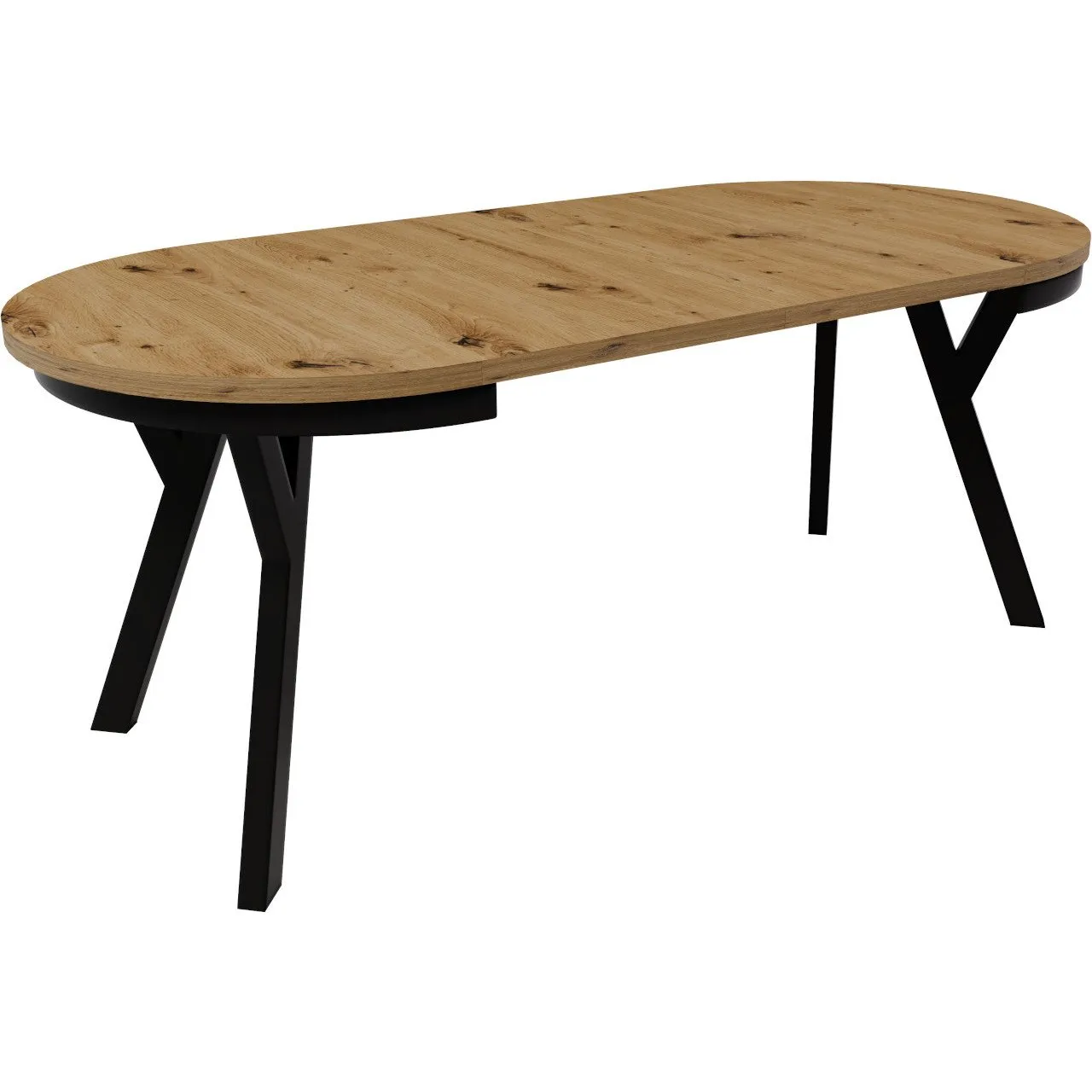 Stół okrągły HAX 90cm rozkładany do 190cm dąb artisan i czarne nogi - obrazek 3