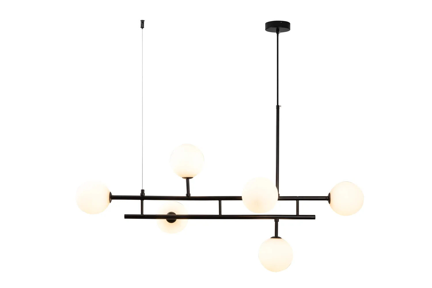 Lampa wisząca MODERNO DUO 100 cm - czarna z białymi kloszami - obrazek 5
