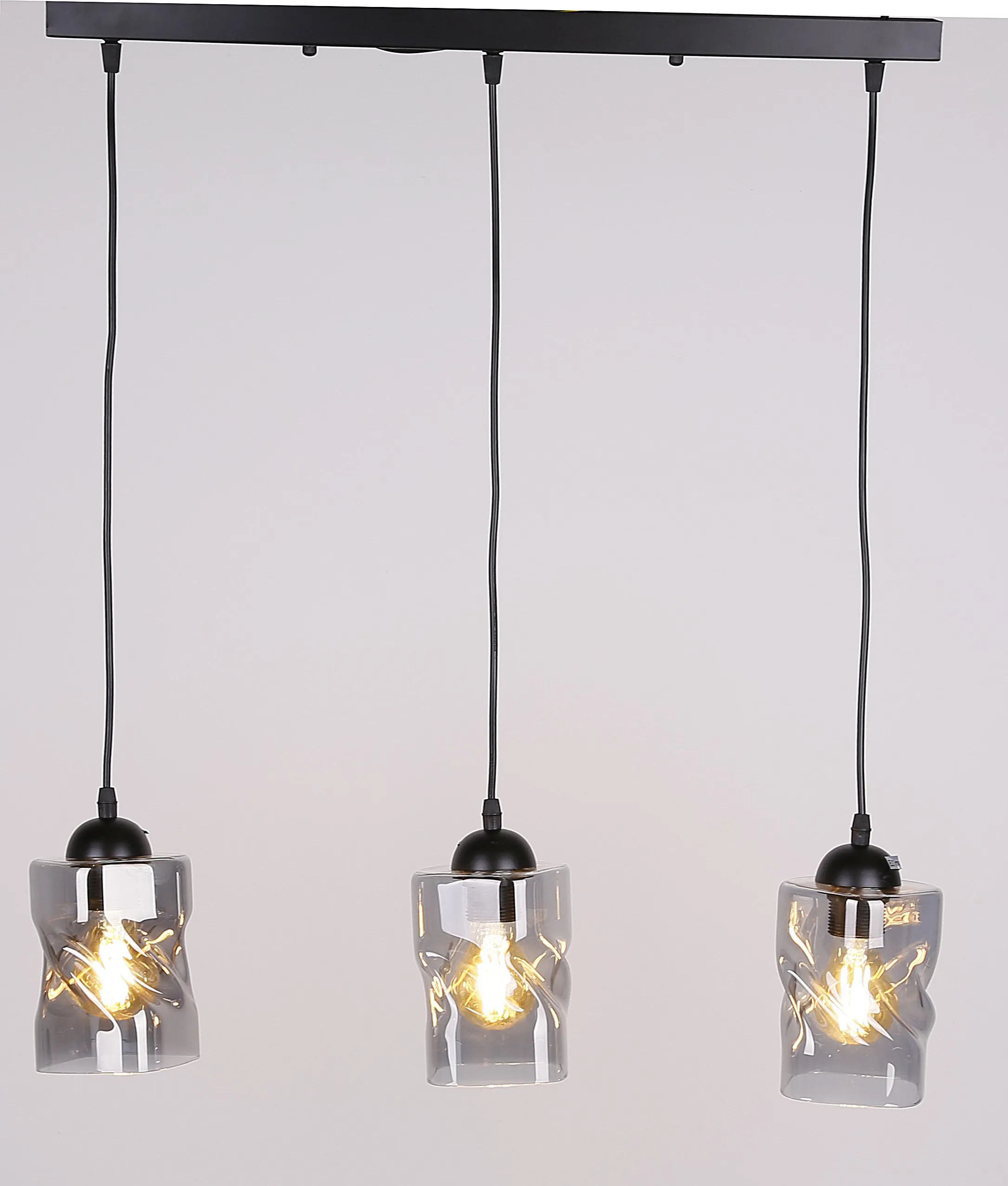 Felis lampa wisząca czarny 3x60w e27 klosz dymiony - obrazek 4