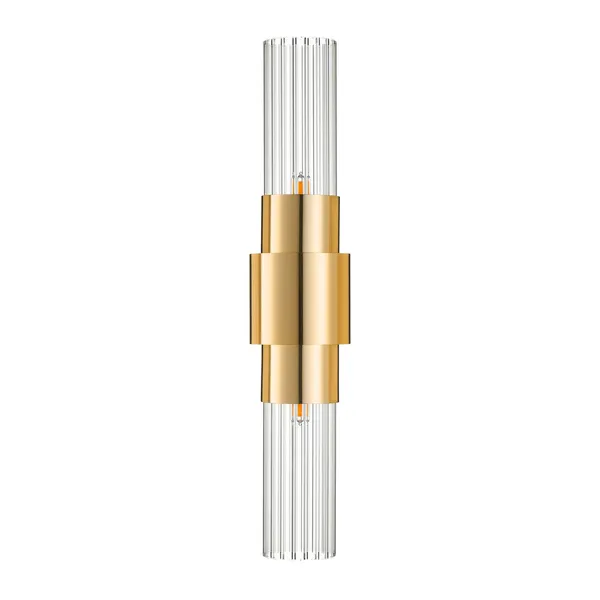 Lampa ścienna GLOW 46 cm - kinkiet złoty połysk, szkło ryflowane
