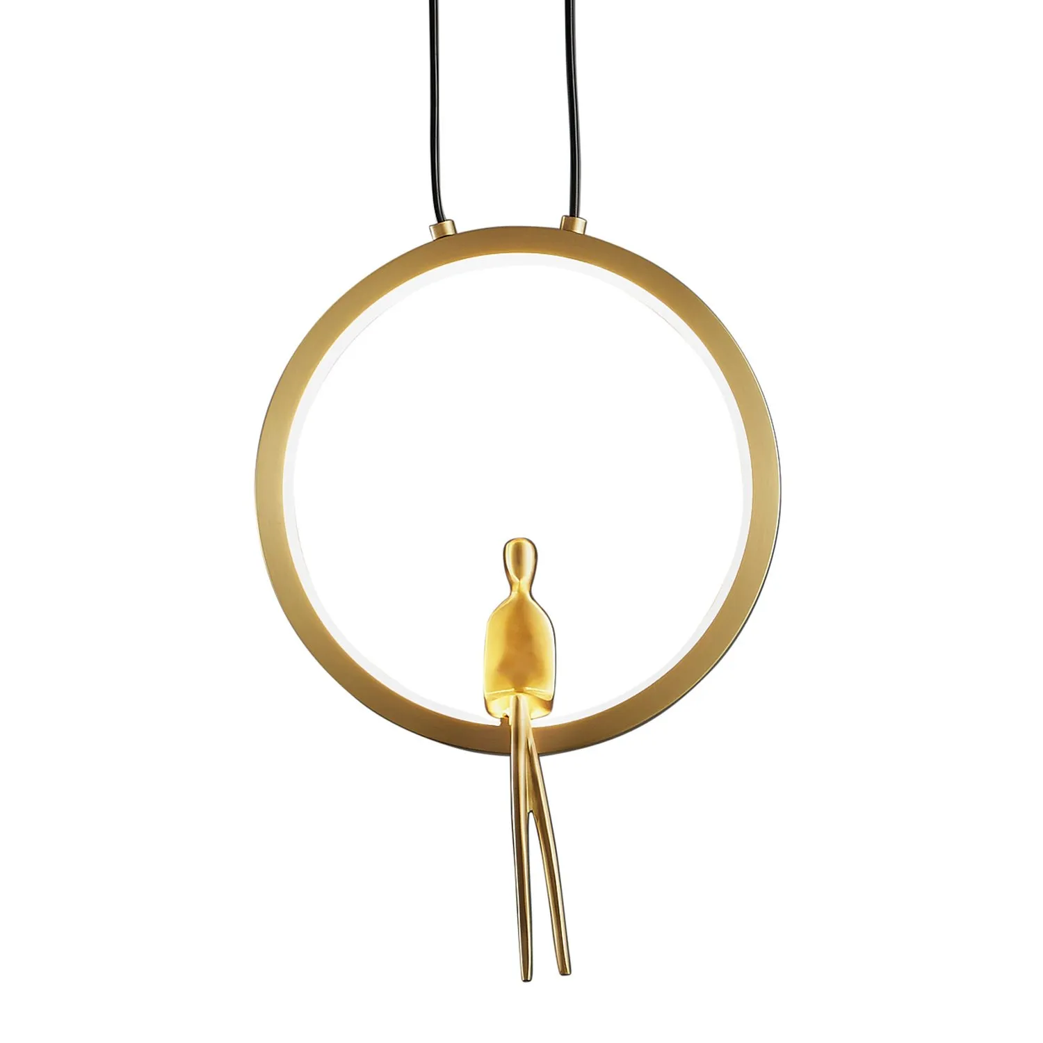 Lampa wisząca AMICI 27 cm - LED, mosiądz, złoty ring z dekoracyjną figurką - obrazek 6