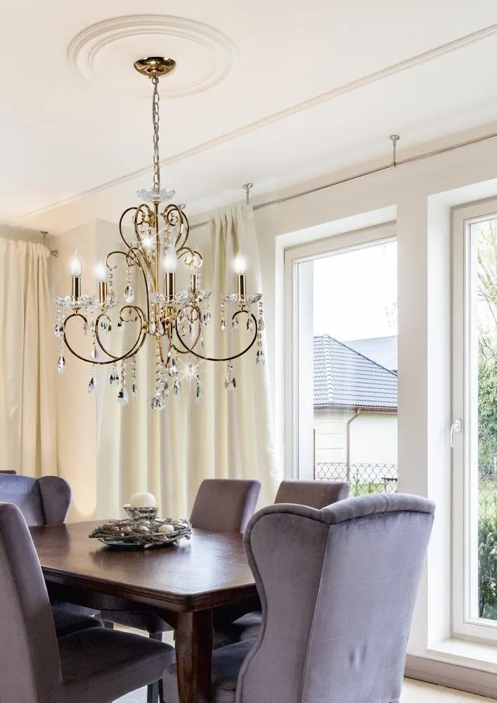 AURORA LAMPA WISZĄCA 5*40W E14 ZŁOTO - obrazek 3
