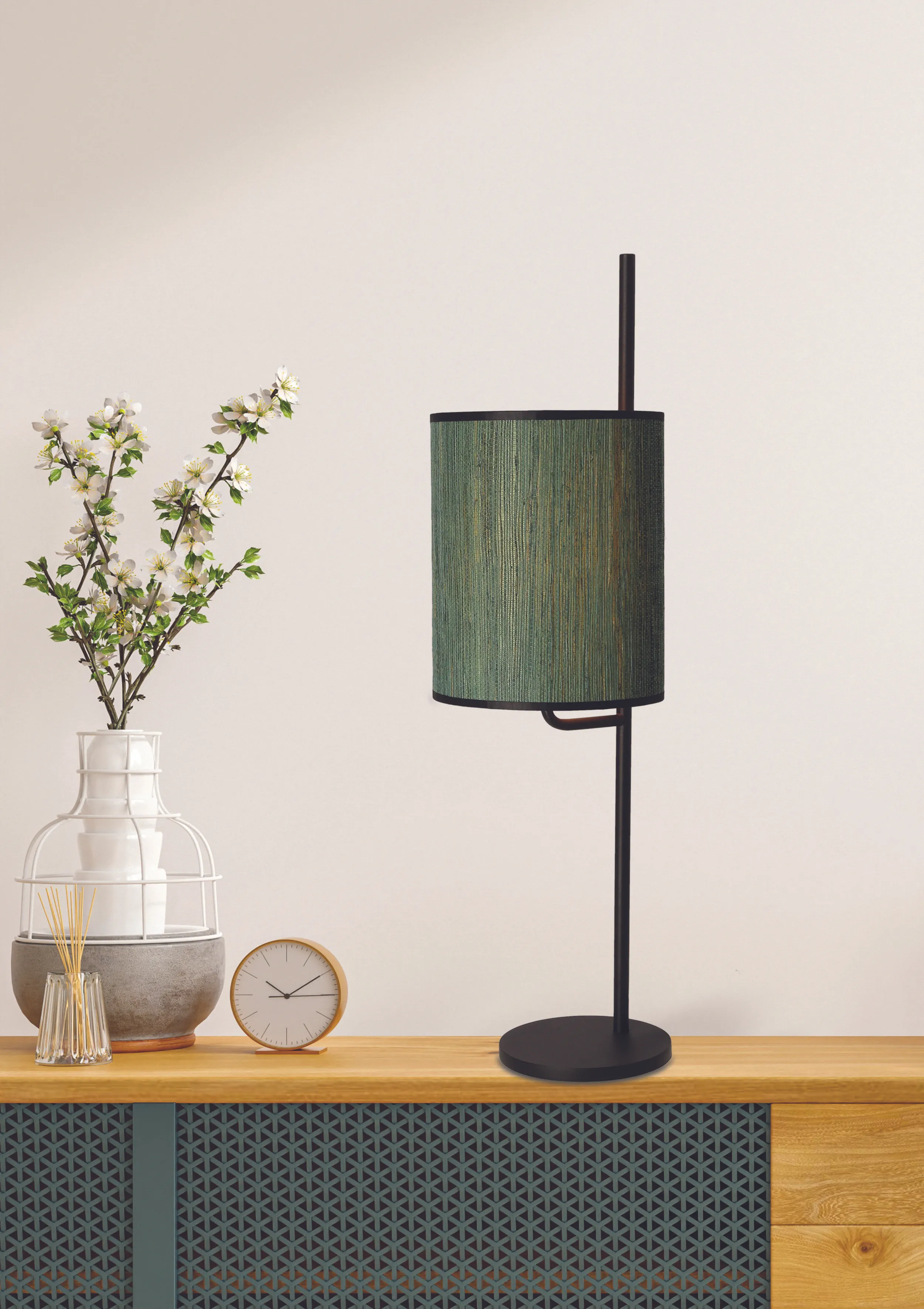 BENDI LAMPA STOŁOWA CZARNY 1X40W E27 ABAŻUR ZIELONY - obrazek 2