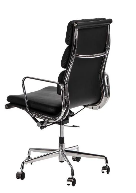 Fotel biurowy CH2191T czarna skóra chrom - obrazek 2
