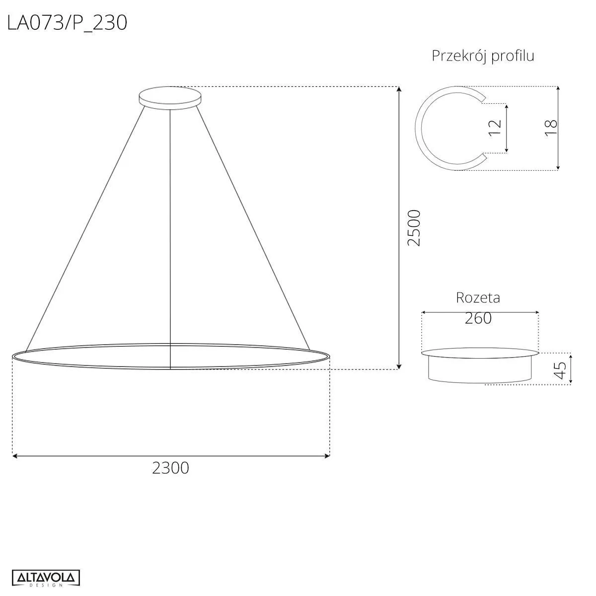 Lampa wisząca Ledowe Okręgi No.1 230cm 4k czarna - obrazek 3