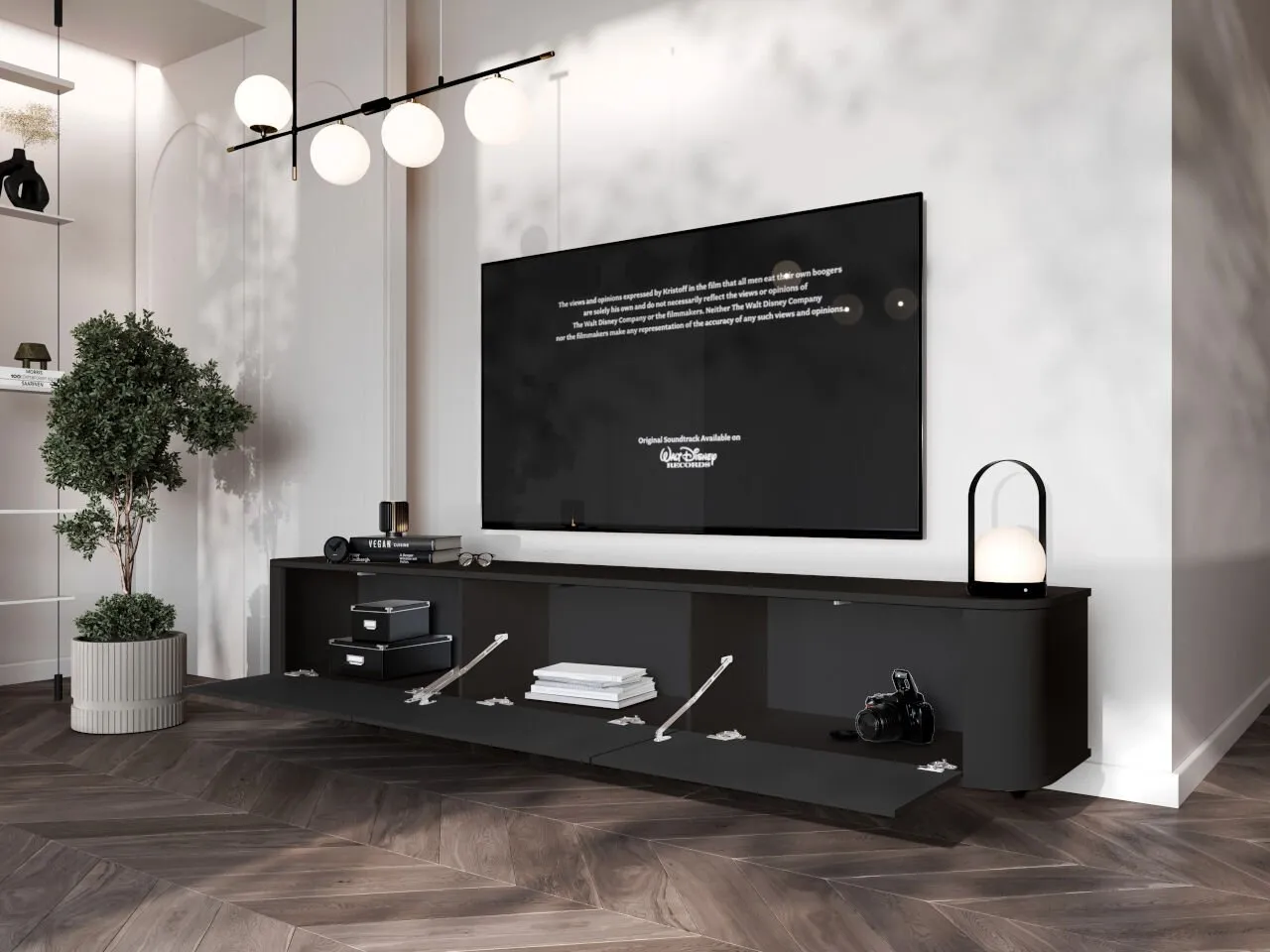 Komoda RTV wisząca AZELIO 215 czarny - obrazek 4
