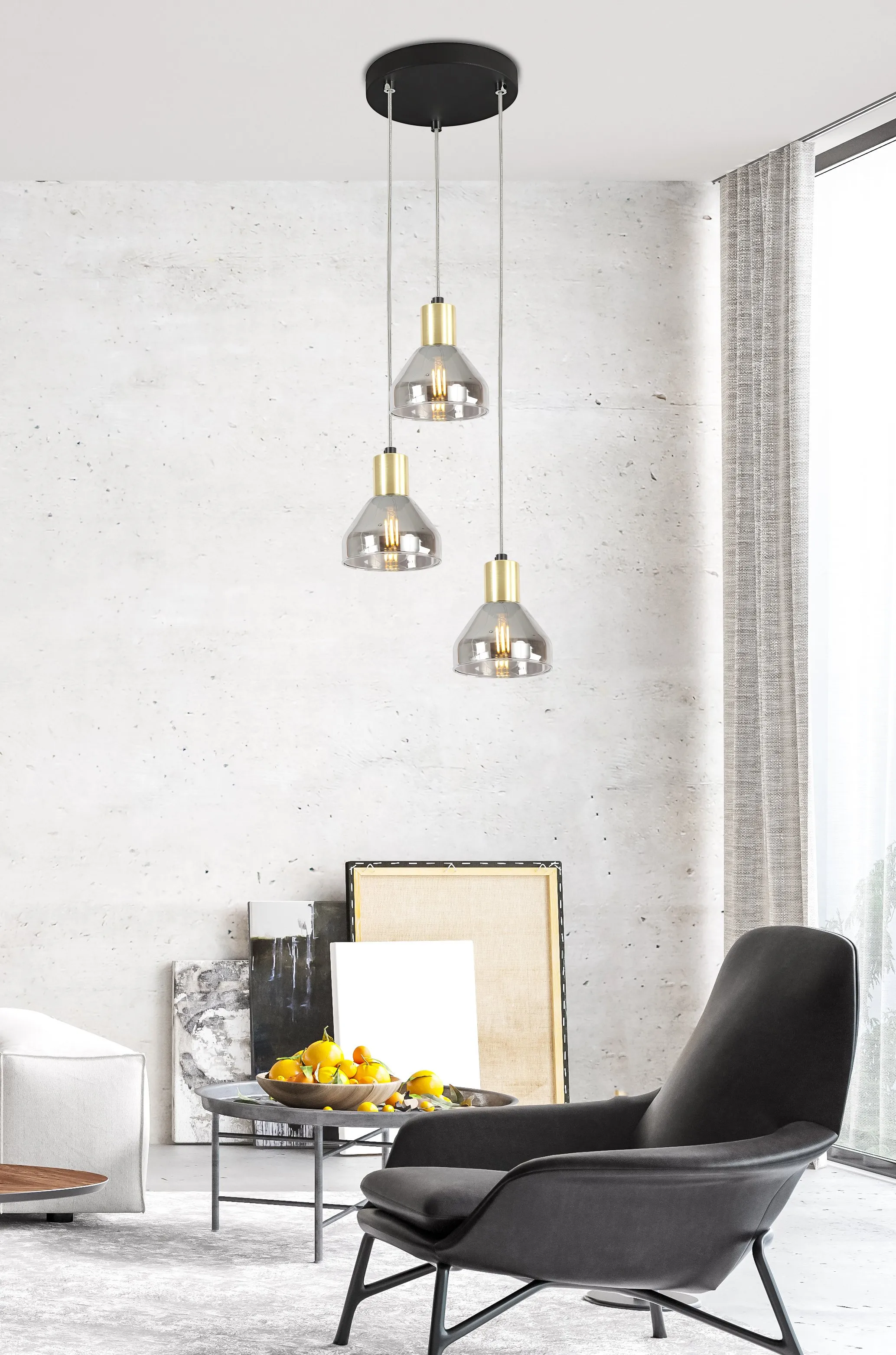 LAMPA WISZĄCA GREGORY TALERZ CZARNY BRĄZ 3X40W E14 KLOSZ DYMIONY - obrazek 14