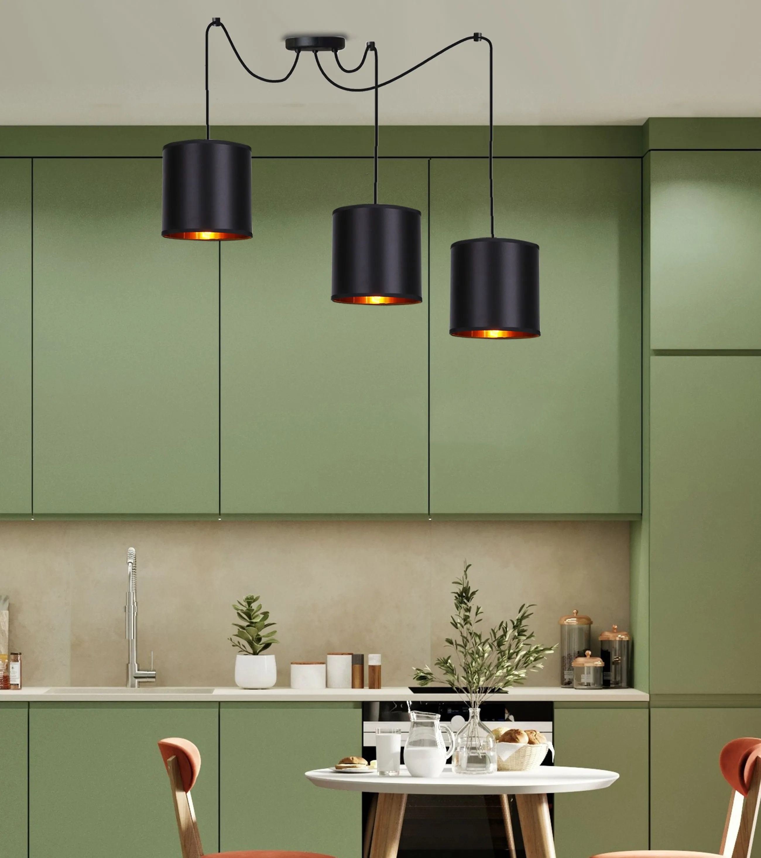 Candida p lampa wisząca czarny 3x40w e27 abażur czarny - obrazek 2