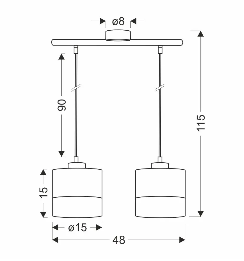 Porto lampa wisząca czarny 2x60w e27 abażur czarny+brązowy - obrazek 3