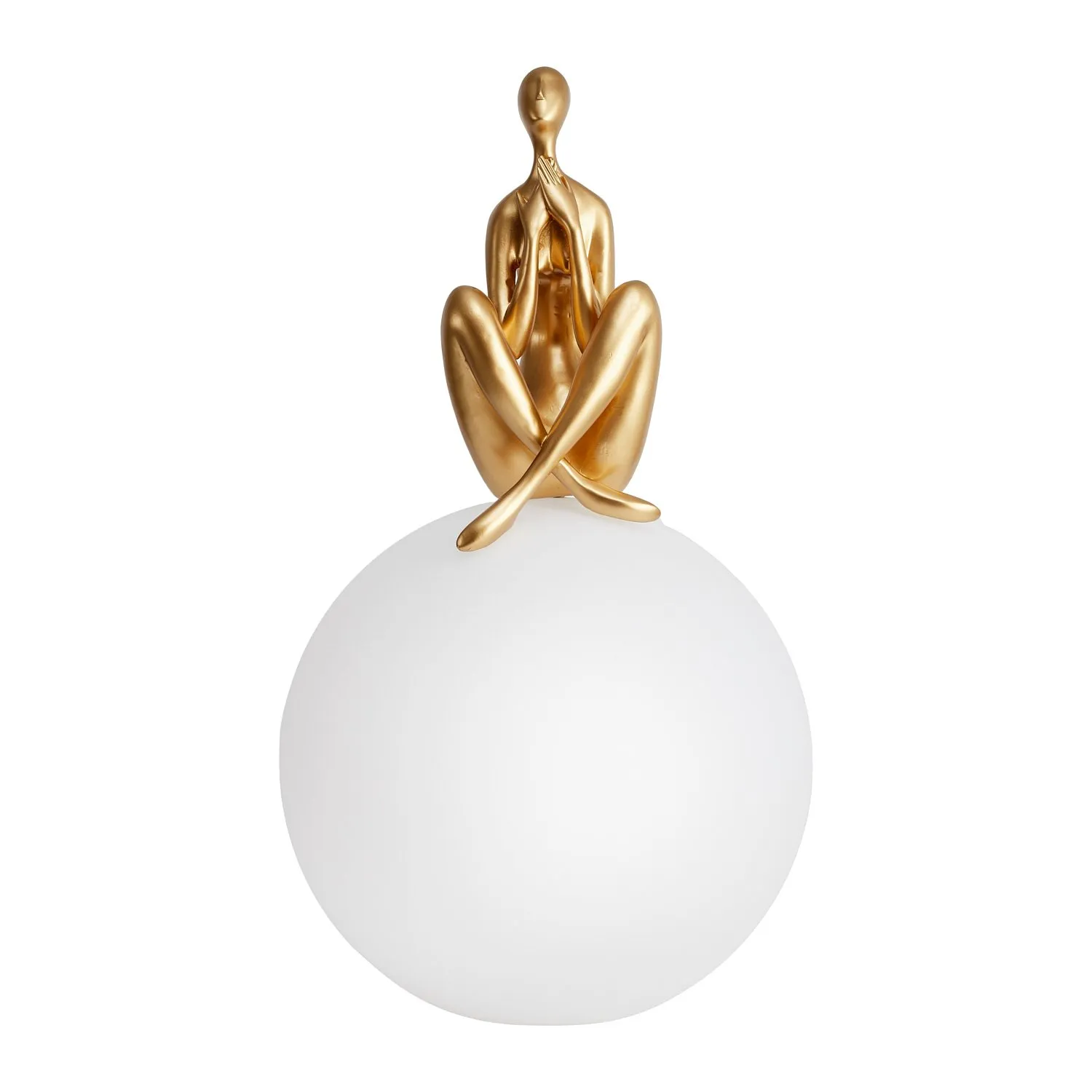 Lampa stołowa WOMAN-3 ,47 cm -złota figura, biały klosz