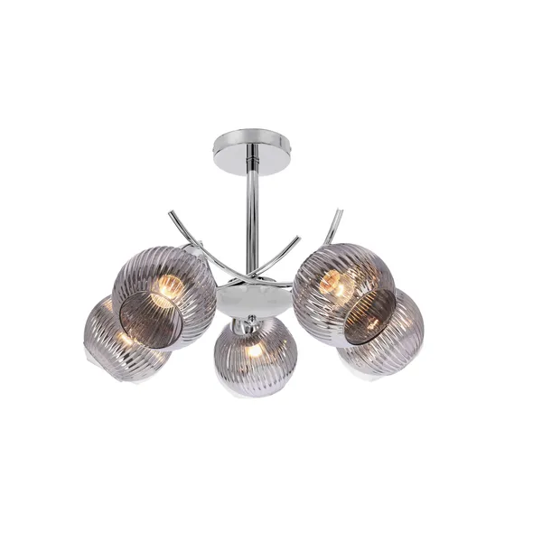 VINOTI lampa wisząca chromowy 5x40W E27 klosz grafitowy
