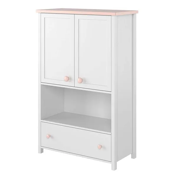 Komoda 2D1S biały/różowy LUNA LN11