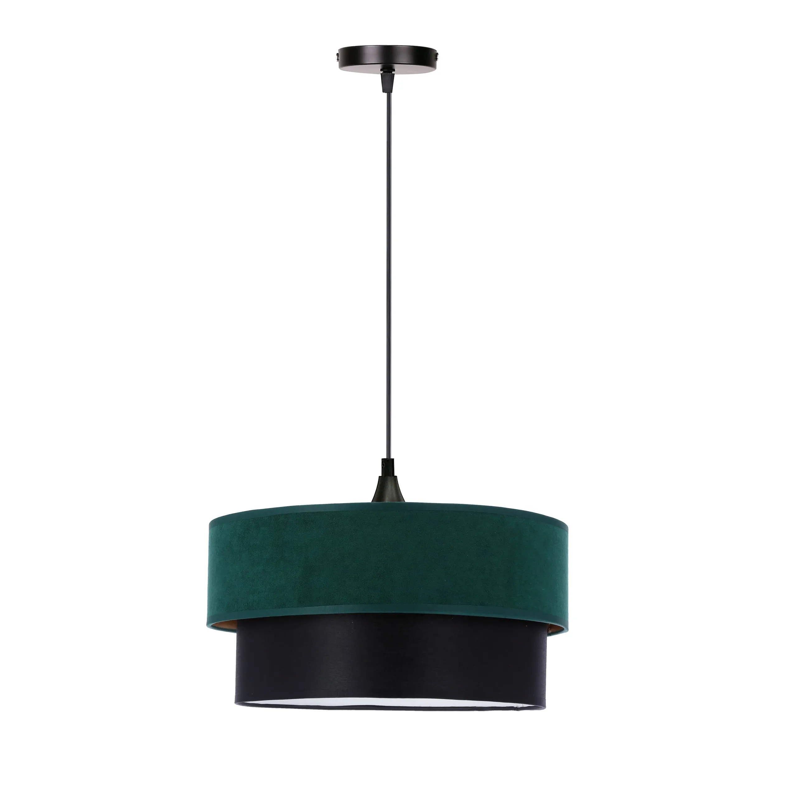 Solanto lampa wisząca czarny 1x60 e27 abażur duo 35+30 but.zieleńzłoto +czarny