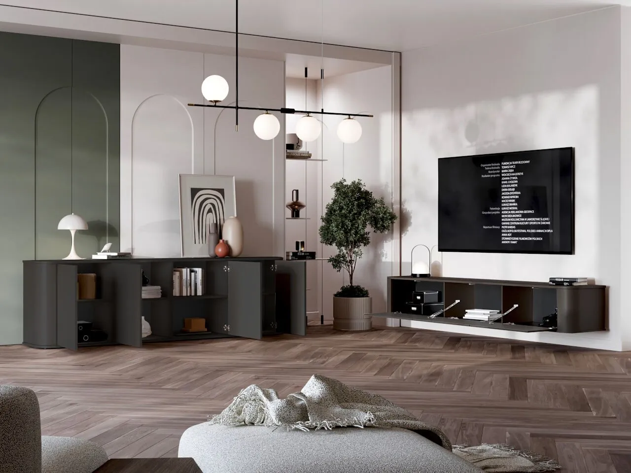 Komoda RTV wisząca AZELIO 215 czarny - obrazek 6