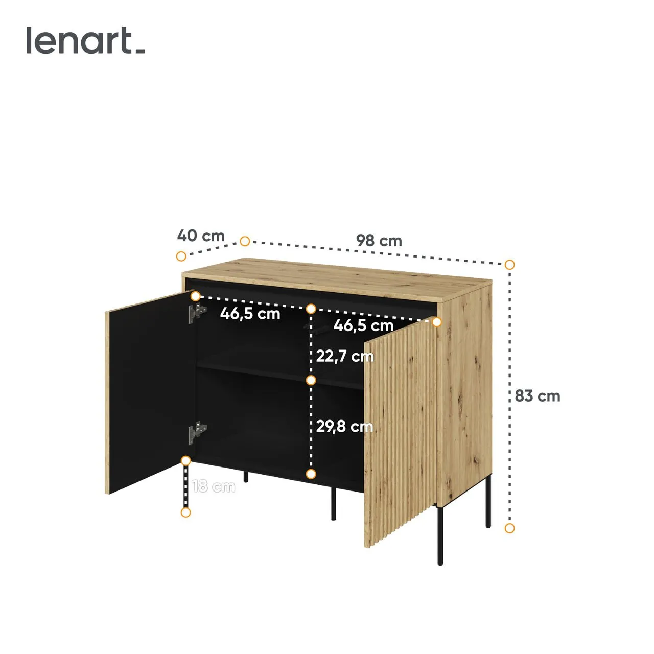 Komoda 2D z oświetleniem dąb artisan/czarny TREND TR02 - obrazek 4